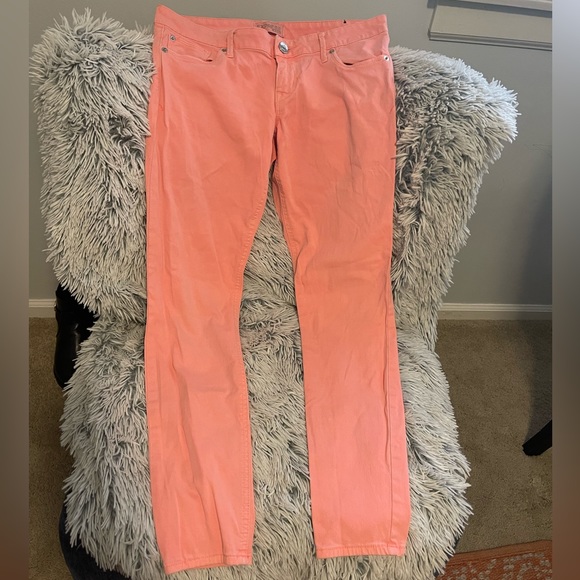 Express Coral Peach colored denim jeans Size 8 - Picture 1 of 8